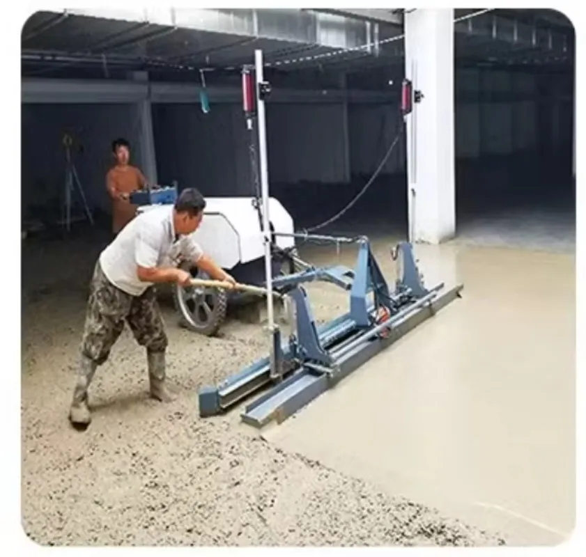 All Terrain Concrete Laser Screed Anti Slip Rubber Shock Absorbing Structure Adapt Rough Muddy Ground Automatic Floor Leveling