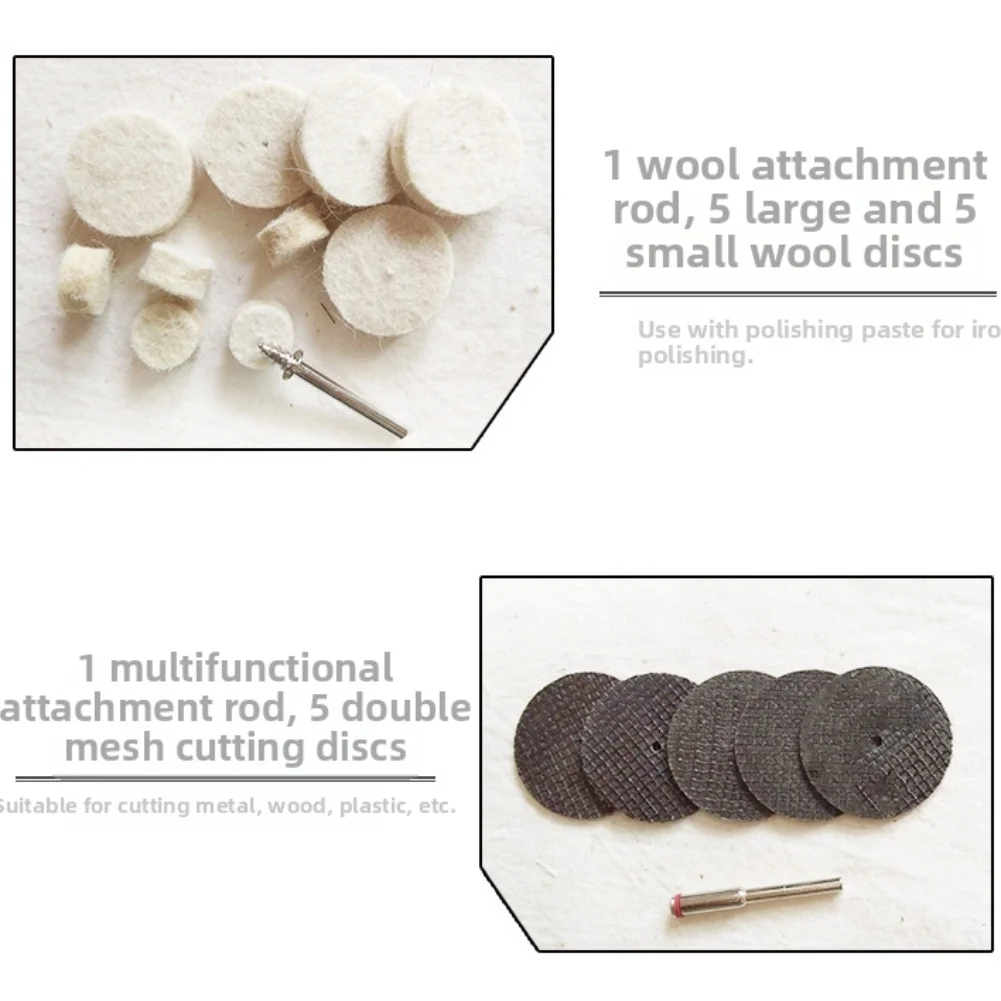 Wood and Metal Electric Polishing Set for DIY Crafting Restoration and Carving with Grinding Stones Sandpaper and Brushes
