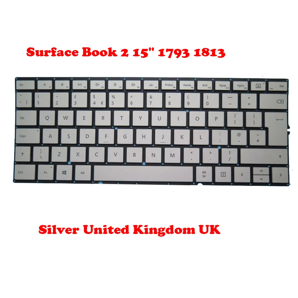 

Док-клавиатура для Microsoft Surface Book 2 15 дюймов 1793 1813 США/Великобритании/JP/SW/GR серебристый MSM16G53US9528