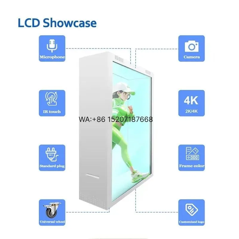 Wmwmnu 86 Inch 3D Transparent Hologram LCD Box 4K Human Size Real Time Showcase for Windows and Android System