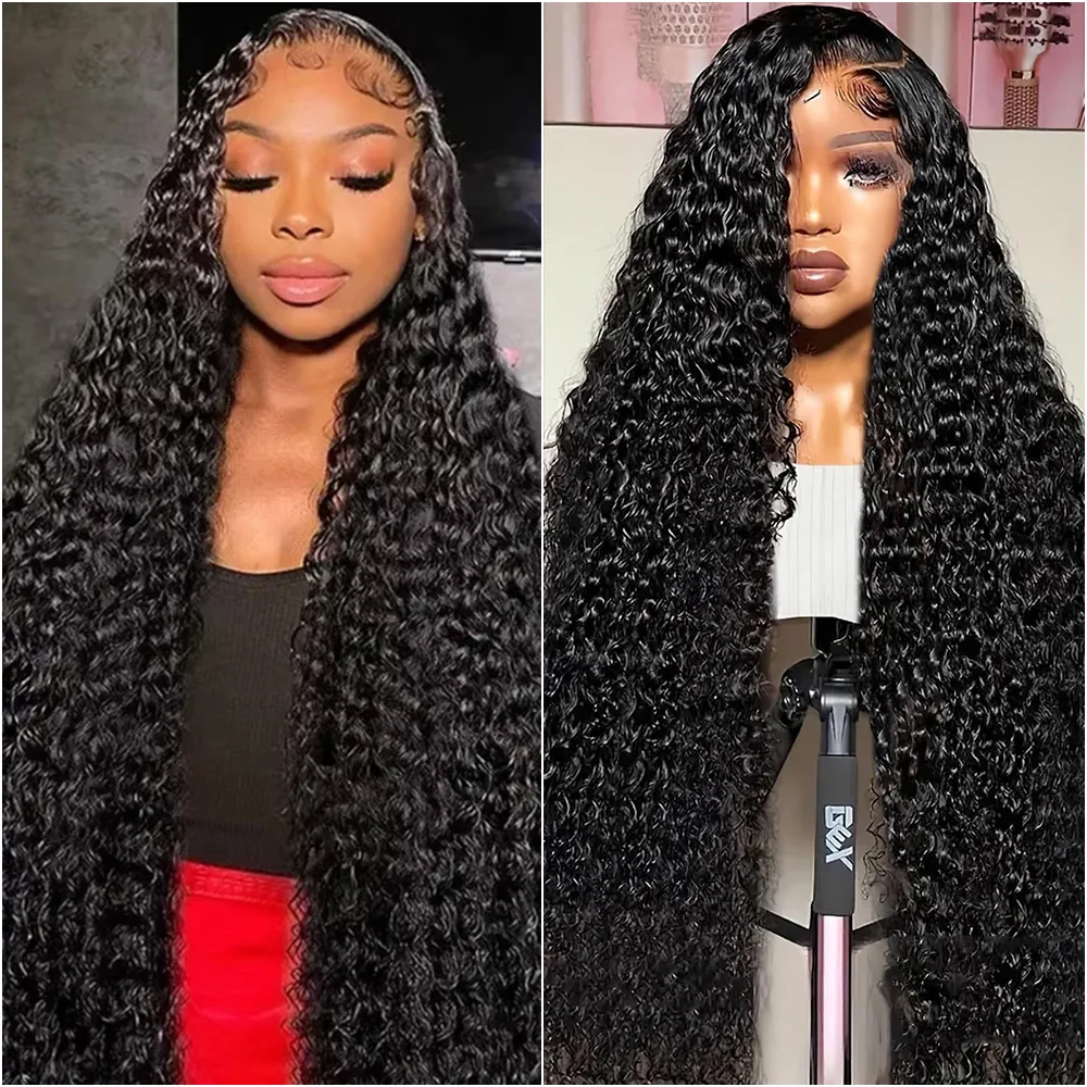 

Парик из натуральных волос с глубокими кудрями, 220% плотность, 13x4 HD Lace Frontal, натуральный черный цвет, 13x6 прозрачное кружево, предварительно выщипанные пряди, с эффектом baby hair, для женщин