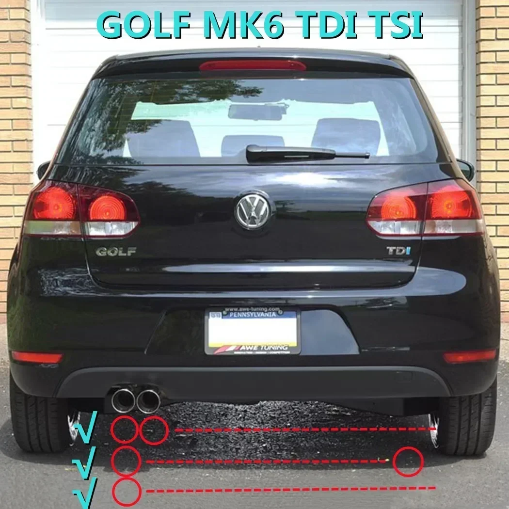 4 Fins Rear Bumper Diffuser for VW Golf 6 MK6 TDI TSI 2009 2010 2011 2012 Lip Spoiler Splitter Bodykits Tuning Apron Accessories