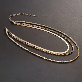 14k pozlacený řetízkový vrstvený náhrdelník s oddělenou sadou pro ženy, zlatý kovový vodotěsný obojek, náhrdelník, šperky, dárek 12 nejlepší prodej přemapovat zlato - №1