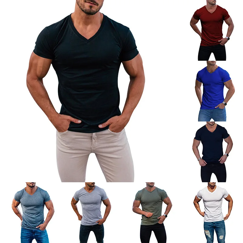 

Men's Outdoors Solid ColorVCollarTT-shirt Casual Quick-Drying Breathable Sweat-Wicking Short Sleeve Multi-Color Top in Stock Hai