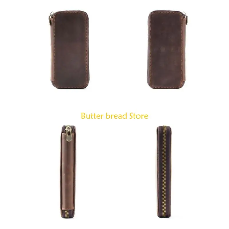 

W89C Leather Fountain Pen Case Hard Shell Pencil Case 3 Divided Slots Large Compartment for Fountain Pen Pen Cash Card