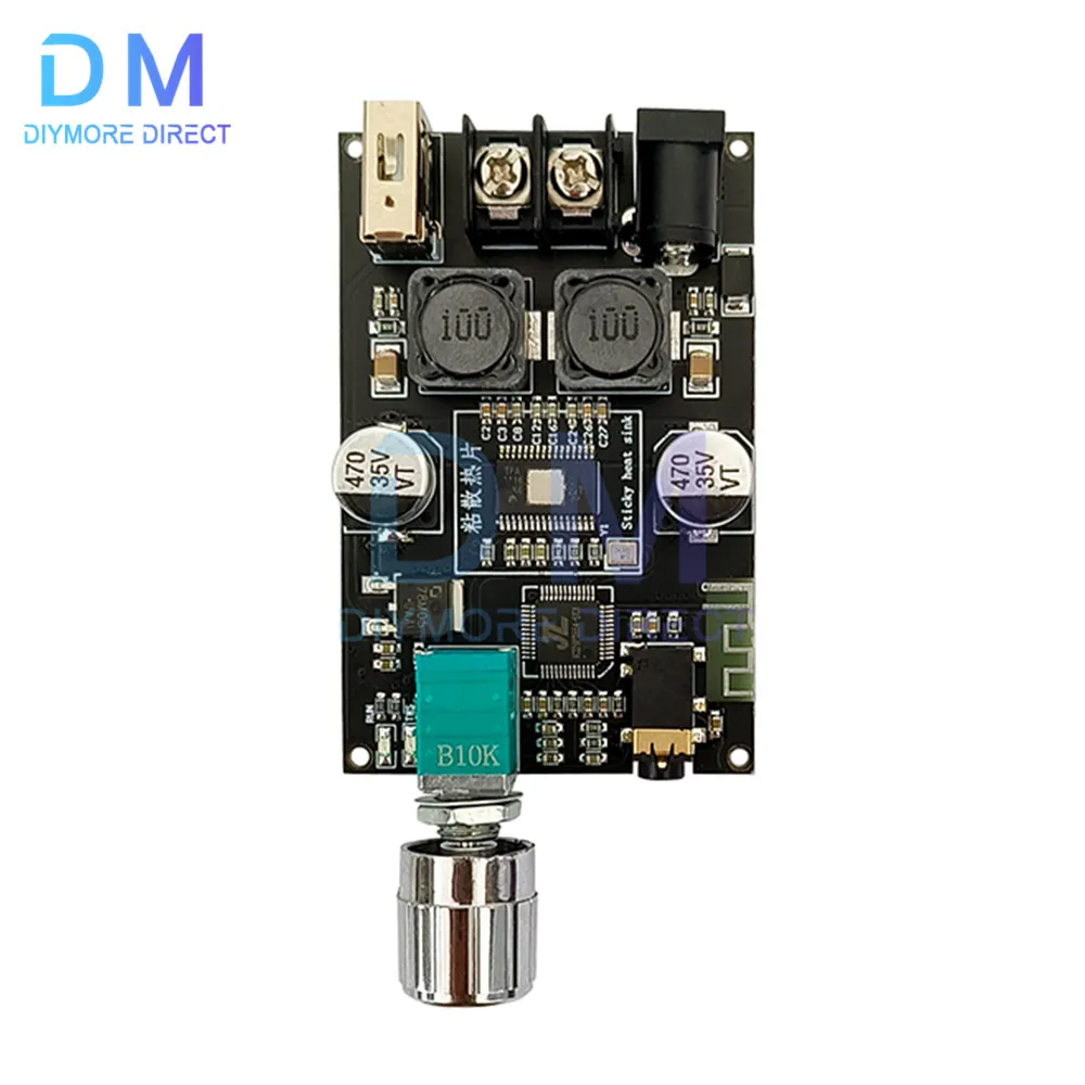 100W Bluetooth 5.0 Power Amplifier Board TPA3116 Digital Audio HiFi Stereo Mono Channel Class D AMP for Speakers DC7-24V