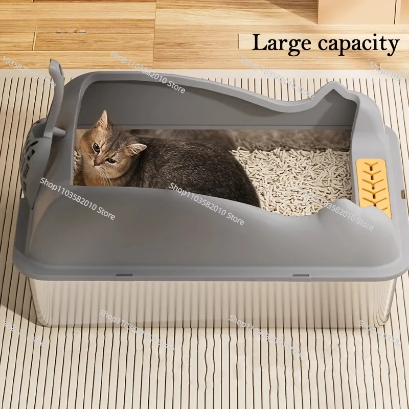 Extra Large High-Sided Metal Litter Box - Stainless Steel for Big Cats, Non-Stick & Leak-Proof