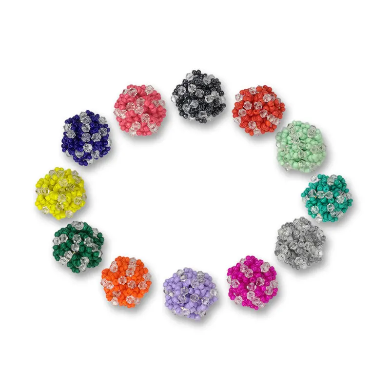 AENSOA 22mm Bohemia Crystal Seed Beads Round Stud Earrings for Women Multicolor Handmade Beaded Small Earrings Boho Jewelry 2023 image 3