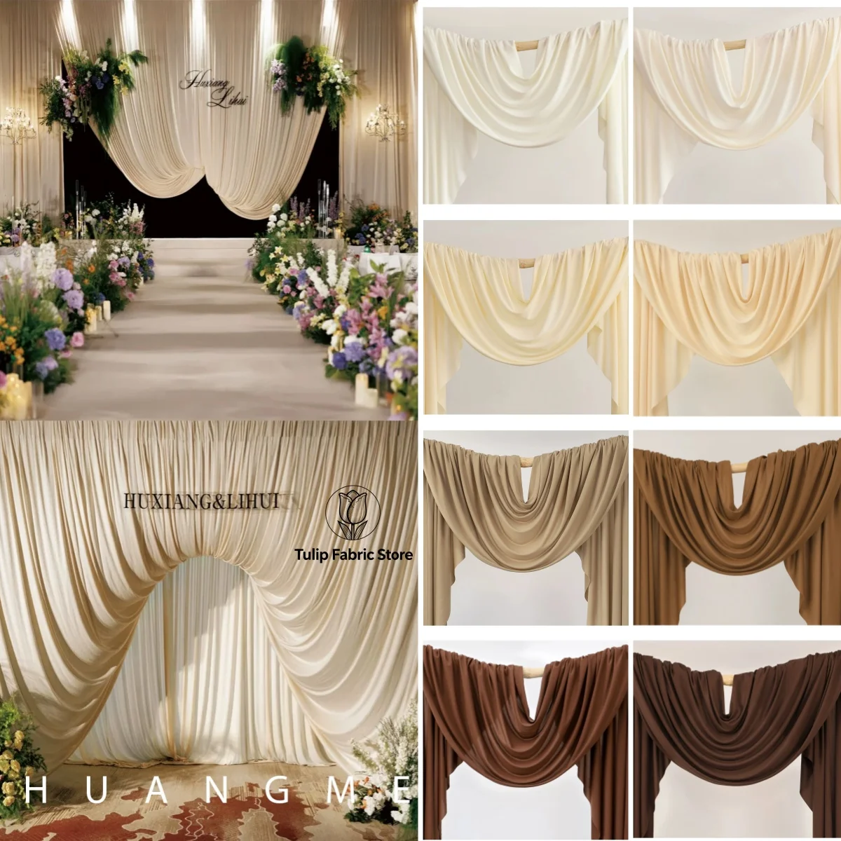 Ivory White Milk Silk Stretch Fabric Drapes DIY Wedding Ceiling Drapery Stage Background Wedding Decor Valance