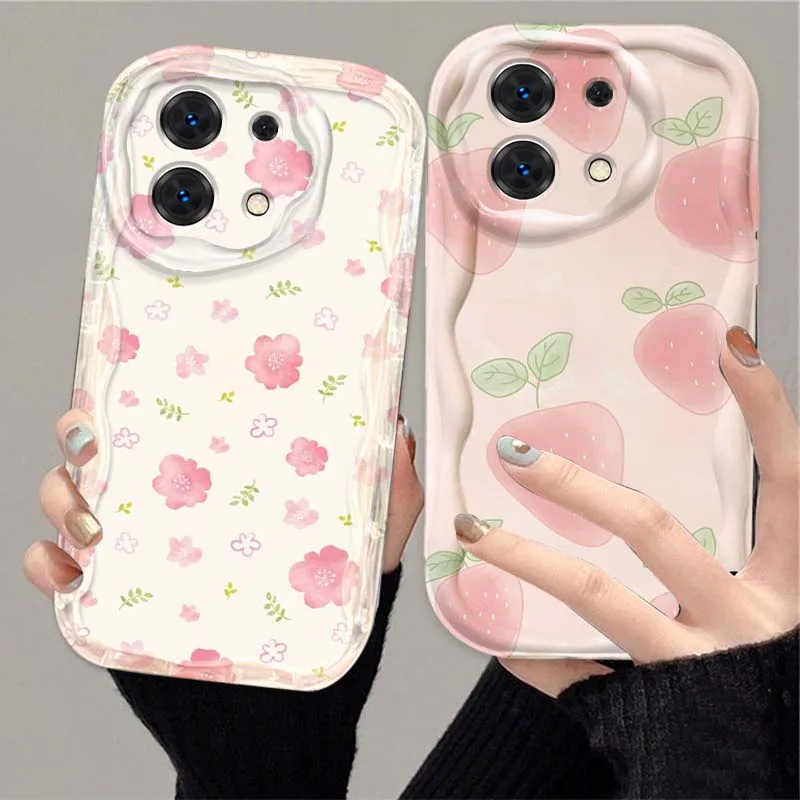 

Pink Fruit Cat Strawberry Cute Phone Case For Xiaomi Redmi 9T 9A 9 9C 10 10C 12 13 13C 14C A2 A1 Plus K30 K40 K60 5G Wave Oil