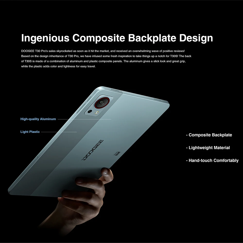 Doogee-Tablette T30S, écran ignoré, 6 Go + 256 Go, T606 Octa Core, appareil photo principal 13MP, batterie 8580mAh, haut-parleurs de façade haute