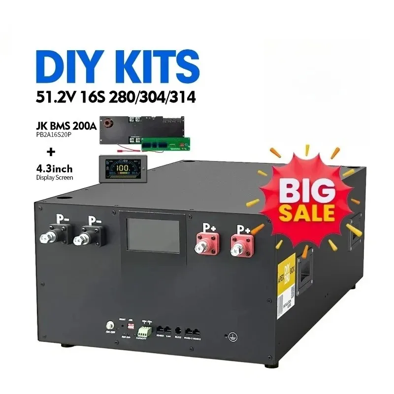 

2025 Sales 16S 280 Ah 302Ah 304Ah 320Ah 48V Lifepo4 Battery Box Pro DIY Kit JK PB2A16S20P Inverter BMS Box