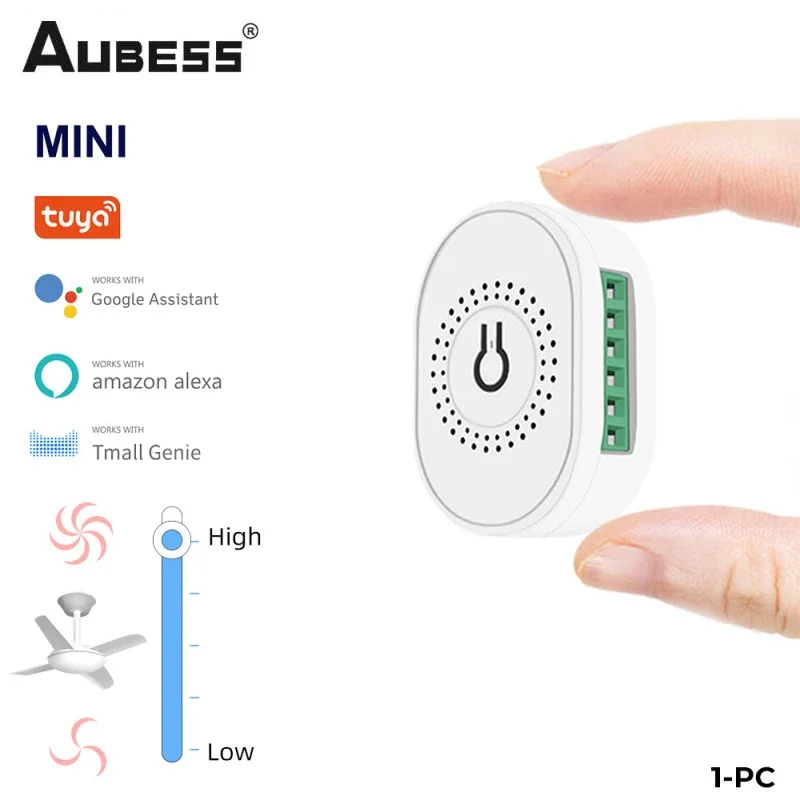 Tuya Wifi Smart Ceiling Fan Speed Switch EU 220V Mini Wall On Off Module Remote Electric Control For Alexa Google Home