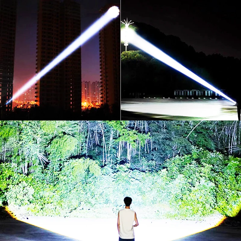 أقوى 800 واط مصباح ليد جيب 26650 السوبر مشرق التكتيكية الشعلة 3000000LM عالية الطاقة مصباح يدوي في الهواء الطلق الصيد العمل فانوس