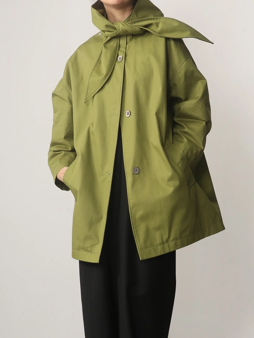 

Свободная посадка средней длины, ветровка-джат со съемным капюшоном и галстуком-бабочкой, японский повседневный хлопок, весна-осень