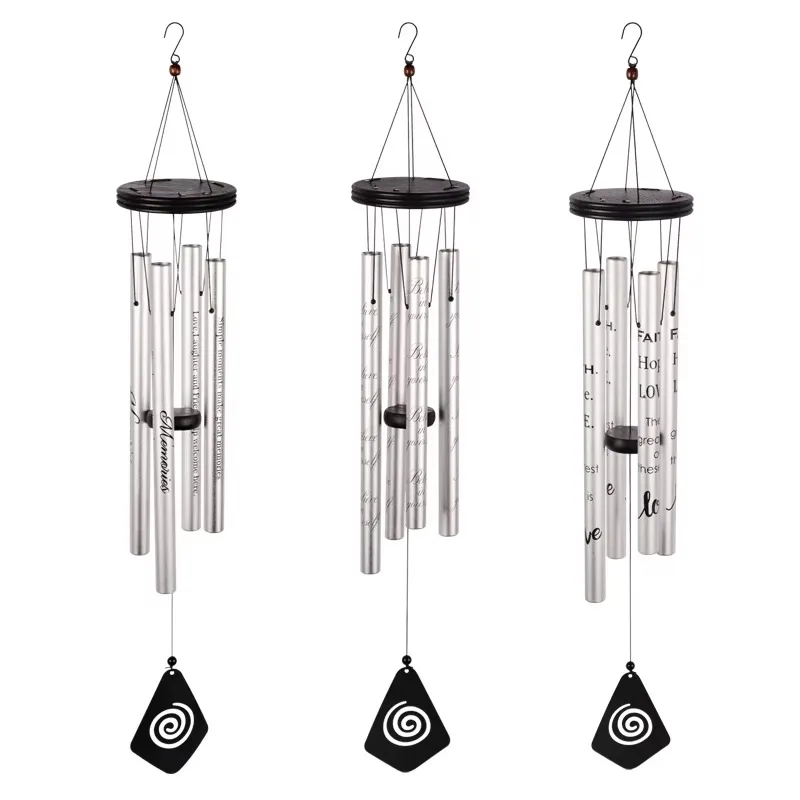 32-Inch Outdoor Creative Rectangle Rotator Pendant Various Styles Home Wall Garden Ornament Aluminum Wind Chimes