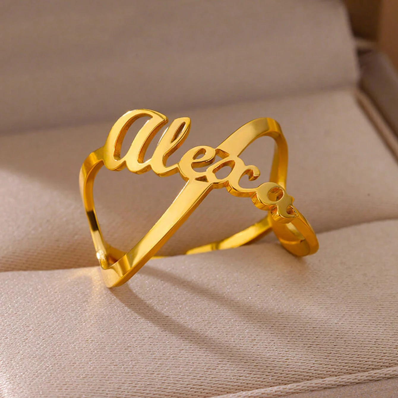 

Custom Infinity Name Rings For Women Men Stainless Steel Open Customized Ring Female Personalized Finger Jewelry Gift