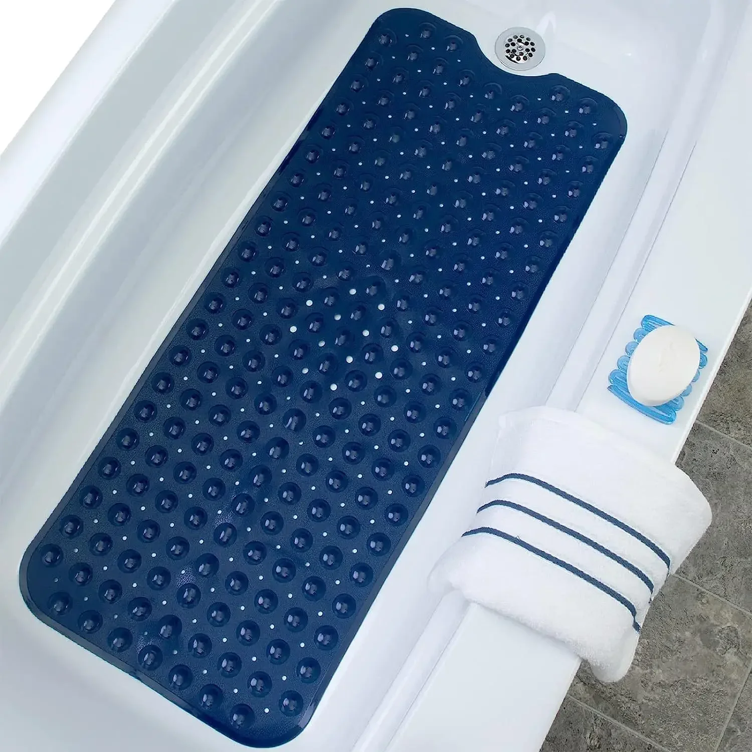 100*40cm Bath Tub Shower Mat Non-Slip And Extra Large Bathtub Mat With Suction Cups,Machine Washable Bathroom Mats With Drain