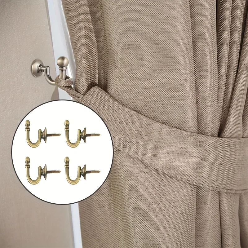 4pc Antique Bronze Color Curtain Hook Decorative Metal Curtain Rope Hooks Wall-mounted Curtain Hanging Hook Curtain Accessories