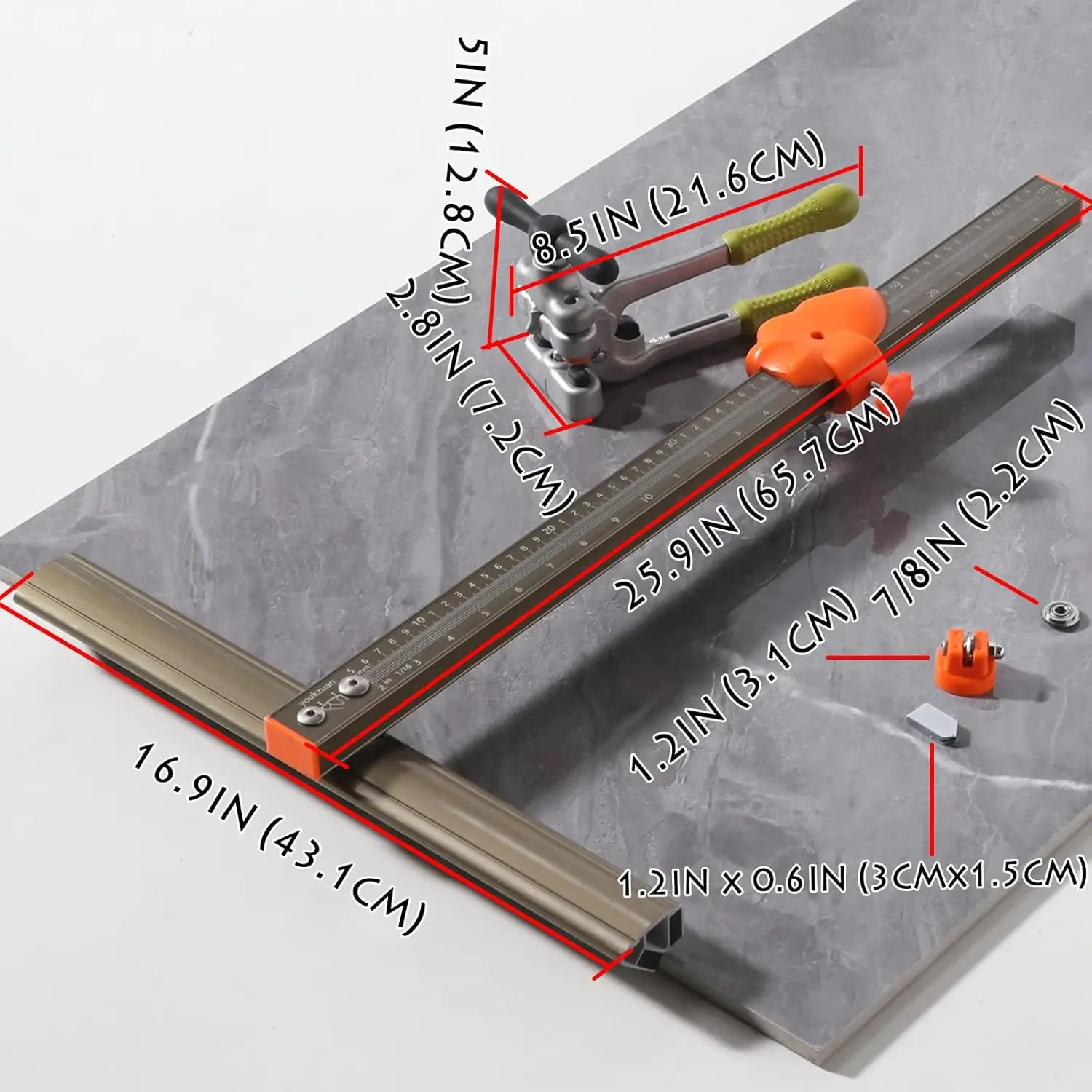 Cutter Tools,Professional Manual Tile Cutter for Porcelain/Ceramic Tiles,Capable Cutter 48' Large Format Tiles,1Pc Running Plier