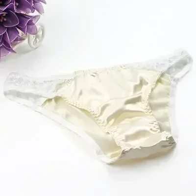 100 % Maulbeerseide, sexy Seiden-Spitzenunterwäsche, atmungsaktiv, niedrige Taille, bequem, antibakteriell, Slips, Dessous, Femme-Höschen