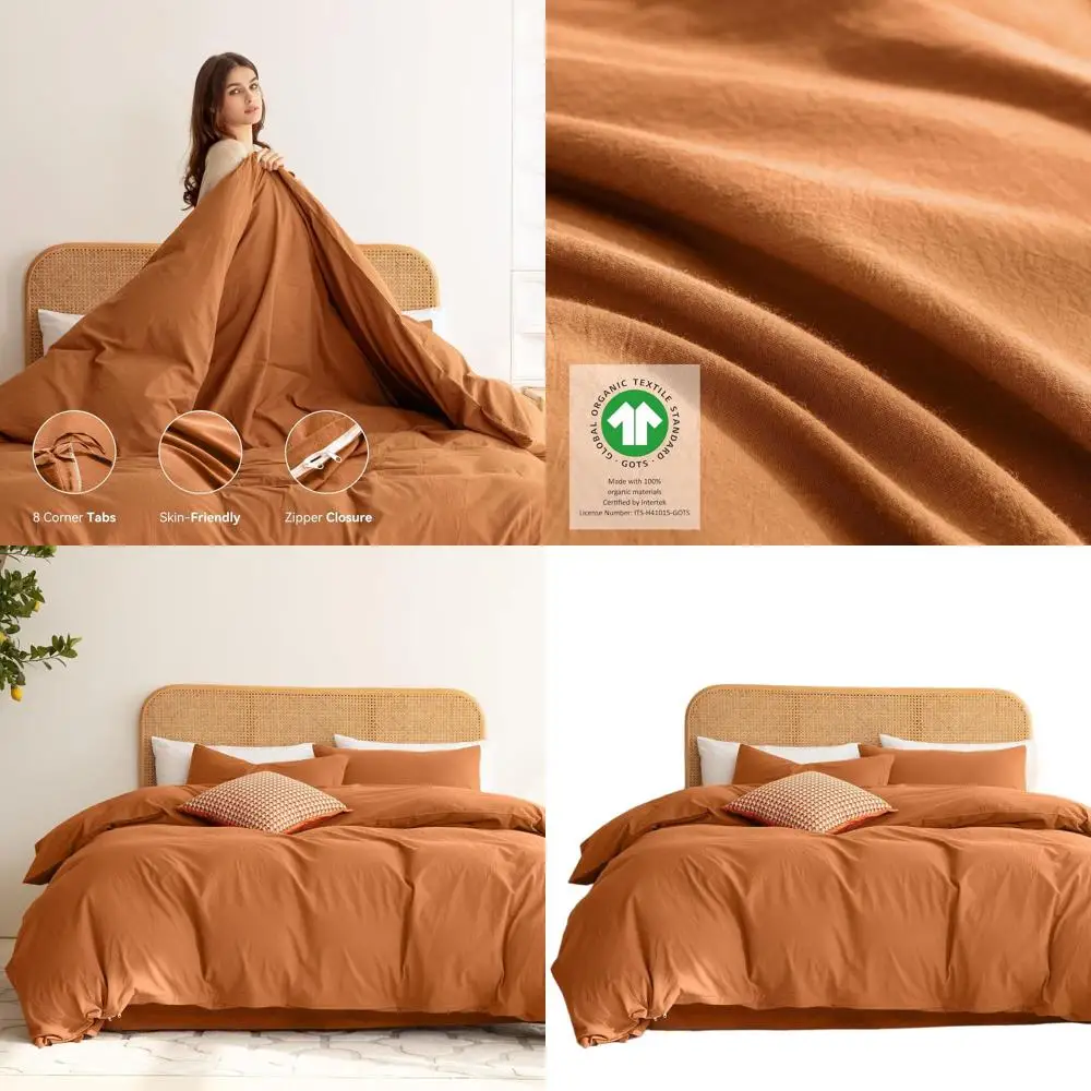 

Duvet Cover Set Washed Cotton Linen-Like Texture 3 Piece Bedding Set Oversized King Size, Corner Ties(1 Duvet Cover+2 Pillowcase