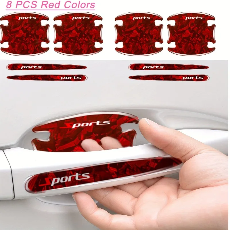 1 set carbon fiber car door wrist protection stickers door handle Anti collision decorative sticker Scratch-resistant wear view 6