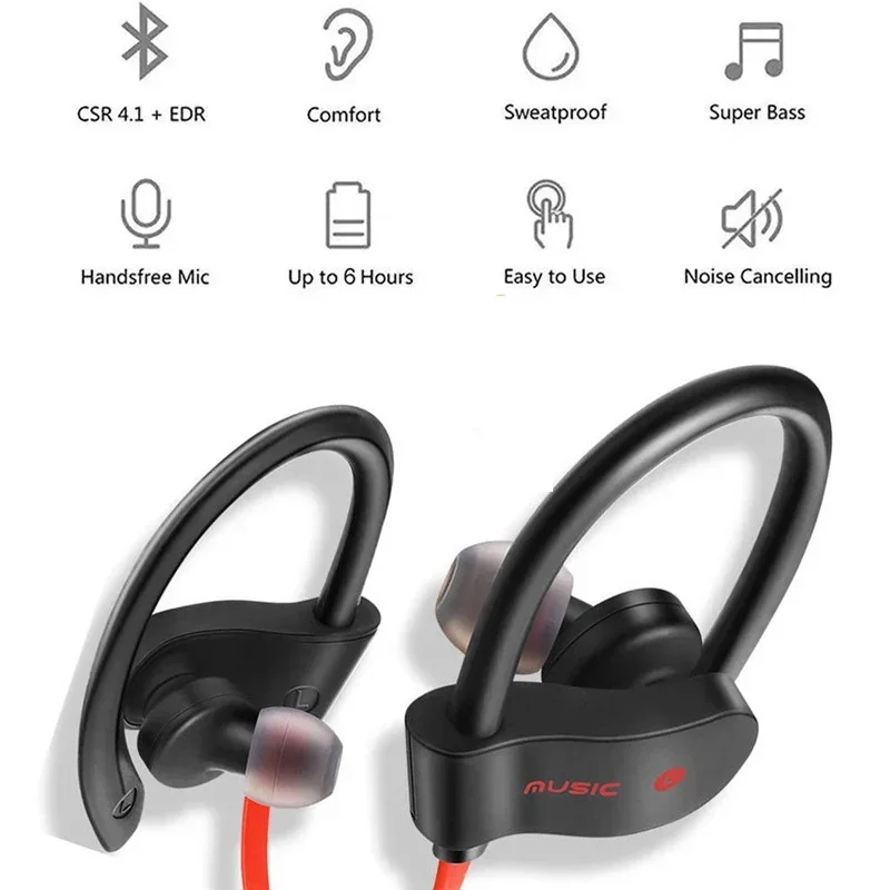 RT558 Wireless Bluetooth Earphones Earloop Headphones Music Sport Headset Gaming Handsfree for All Smart Phones