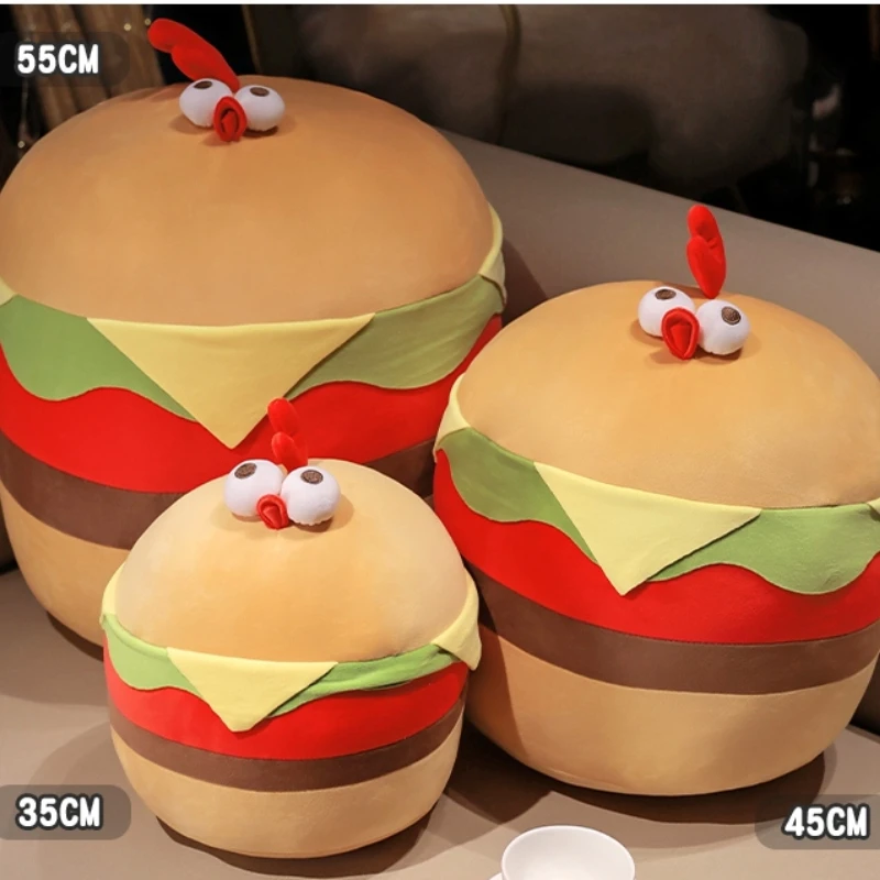 Kawaii 35/45/55CM Cute Hamburger Chicken Cartoon Super Soft Dolls Throw PIillow Office Decor Back Cushion Funny Boys Presents