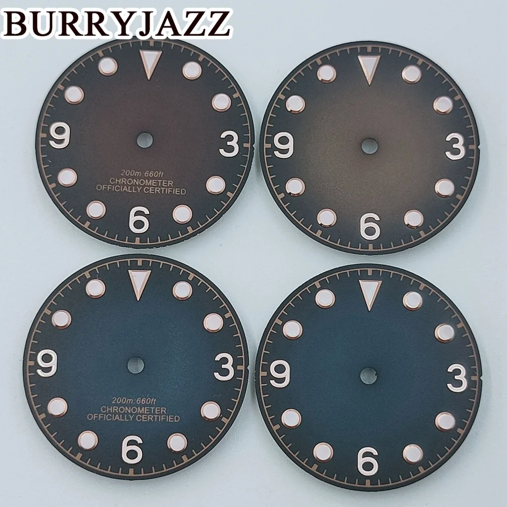 BURRYJAZZ 29mm No Logo NH35 NH36 ETA2824 2836 DG2813 PT5000Miyota 8215Watch Dials  Dial GreenLuminous Fit 3 O'clock Case Crown