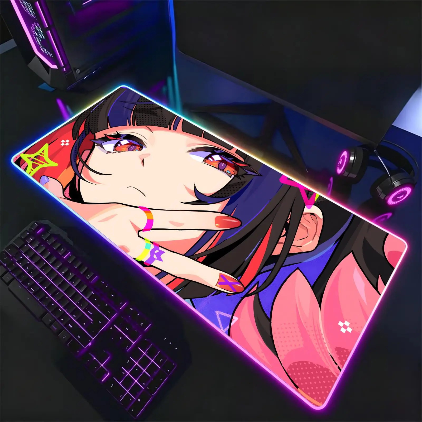 Mouse Pad RGB Color Changing Gaming Mouse Pad, Stitched Edges, XXL Large Keyboard Desk Mat Zenless Zone Zero Nangong Yu