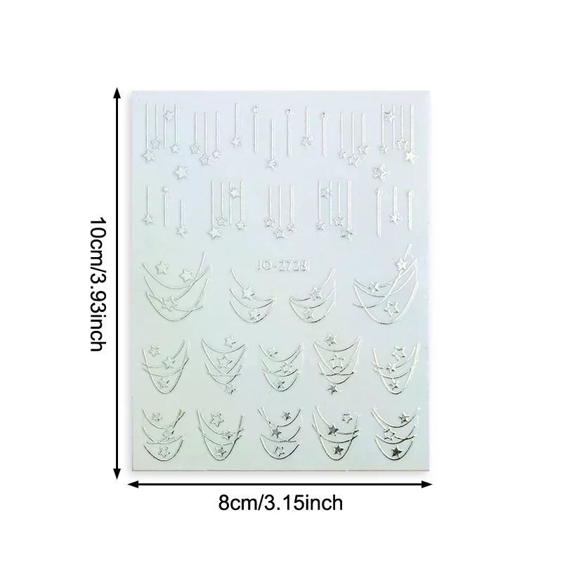 1 ورقة ثلاثية الأبعاد الذهب/الفضة نجمة البرنز مسمار الفن ملصق الليزر ستار أنماط مسمار ملصق مائي الذهب الفضة ذاتية اللصق المنزلق