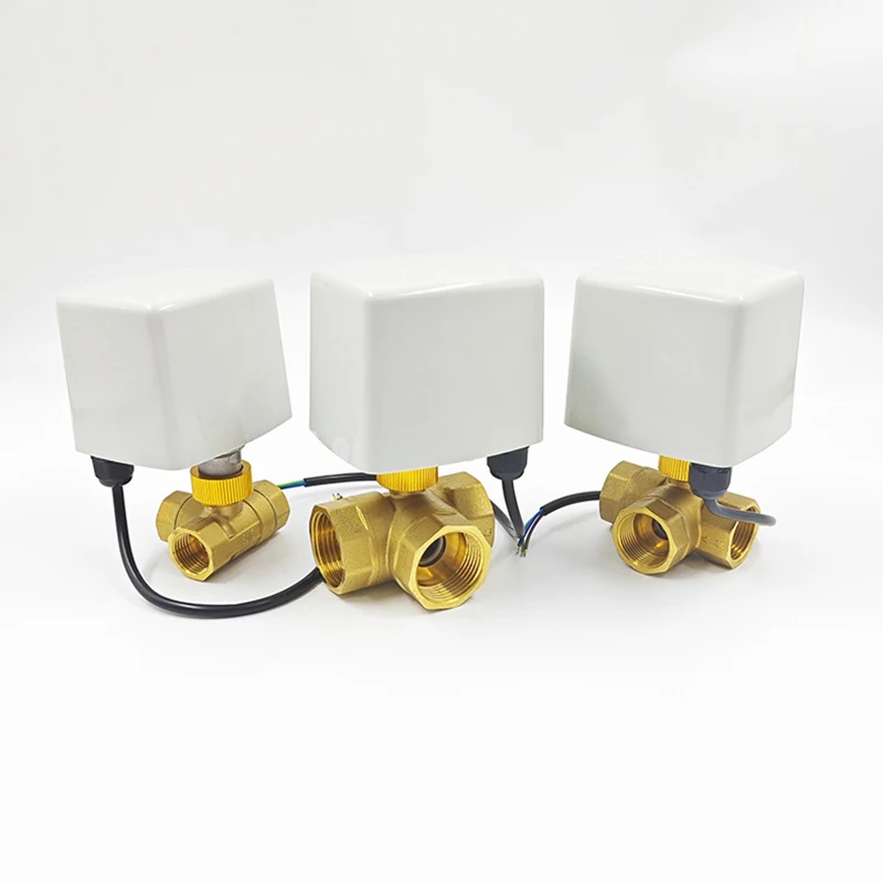 Acarps 3-Wege Motorisiertes Kugelventil 3-Draht 2-Steuerung T/L-Typ 1/2" 3/4" 1" 2" DN15-50 Messing HVAC Elektrisches Kugelventil 220V 24V 12V – Detail 12