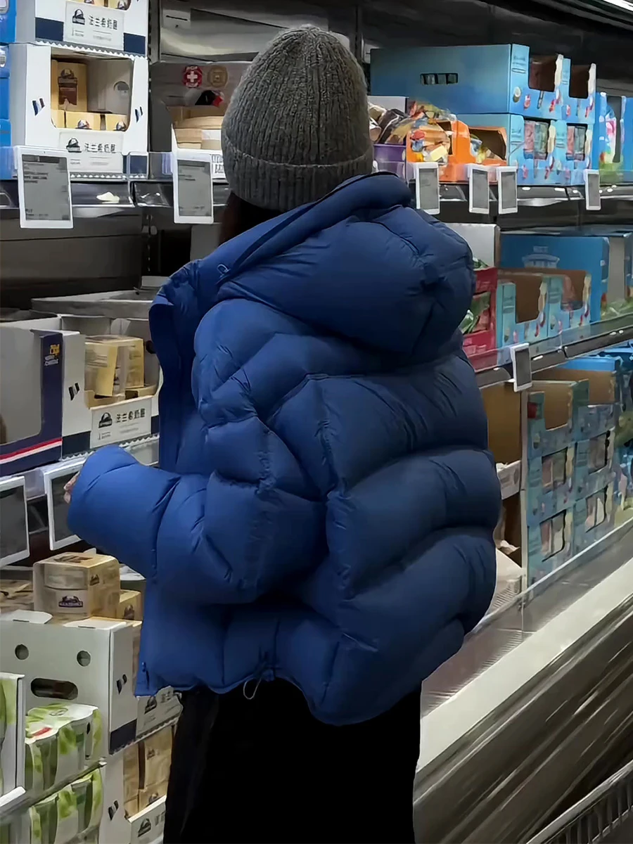 Veste matelassée décontractée pour femme avec capuche, chaude, en duvet, coupe-vent, style décontracté, blanche...