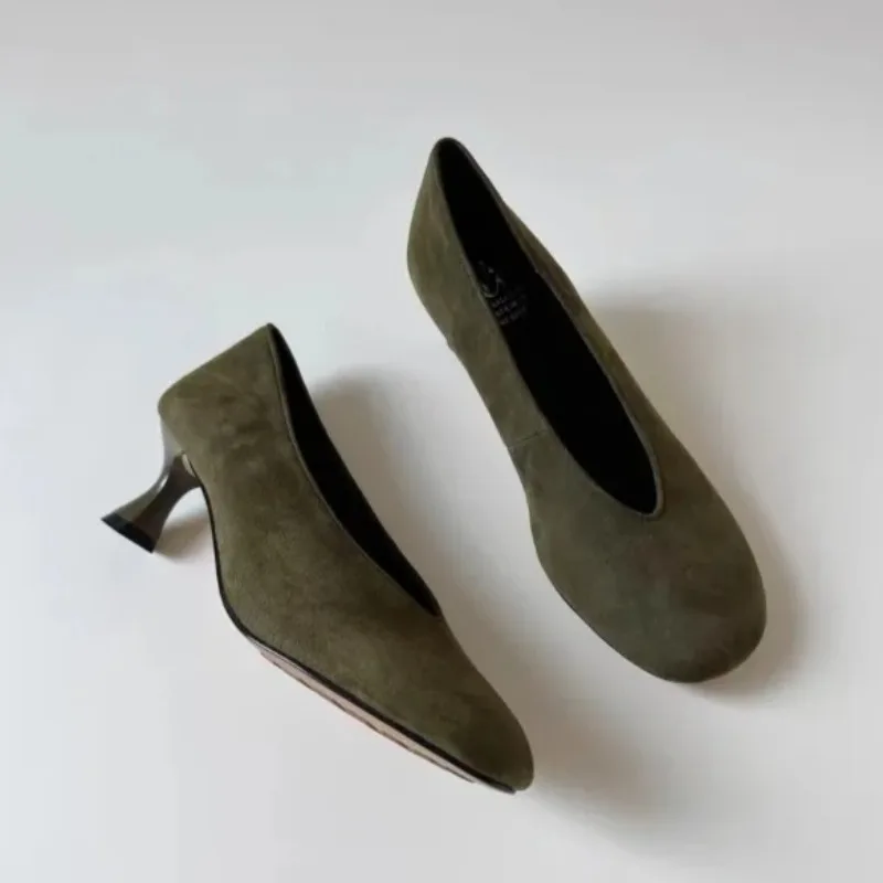 

2025 Autumn Women Pumps Shoes Fashion Pointed Toe Shallow Slip On Ladies Elegant Dress Pumps Thin Low Boat Shoes