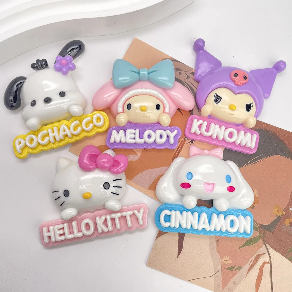 

10pcs Cinnamoroll Patch Kawaii Sanrio Mymelody Kuromi Cartoon Resin Hair Accessories Diy Phone Case Car Decoration