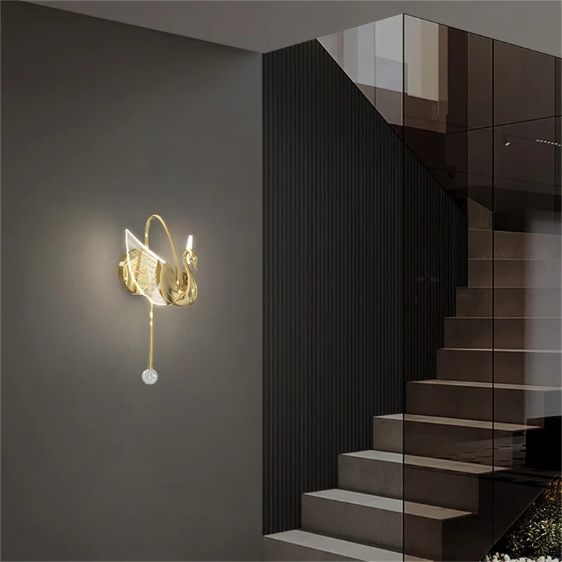 APRIL Nordic Swan Wall Lamps Modern Light Creative Decorative for Home Hotel Corridor Bedroom
