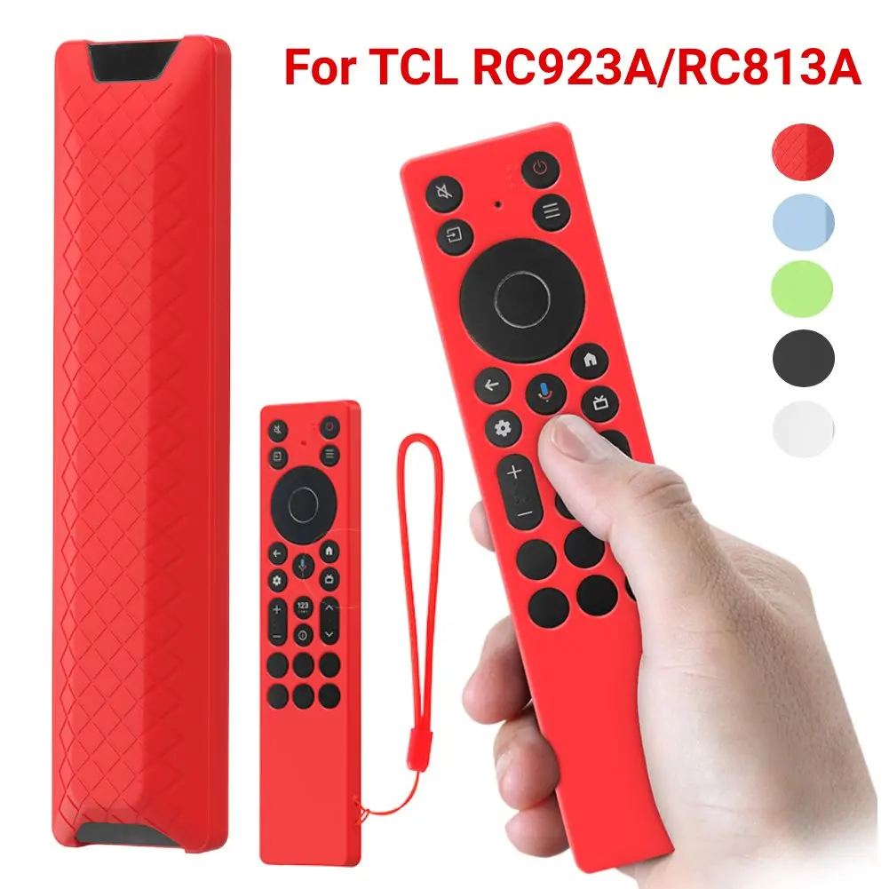 Funda de silicona con cordón, funda protectora antideslizante para mando a distancia de televisión para Control remoto TCL RC813A RC923A