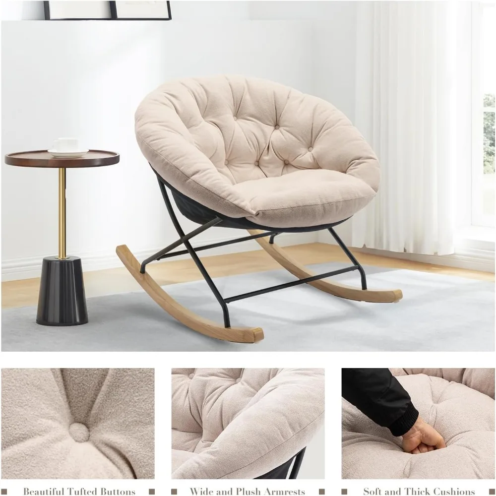 Accent armchair with soft cushion, comfortable cushion, wooden base and metal legs, suitable for living room and bedroom