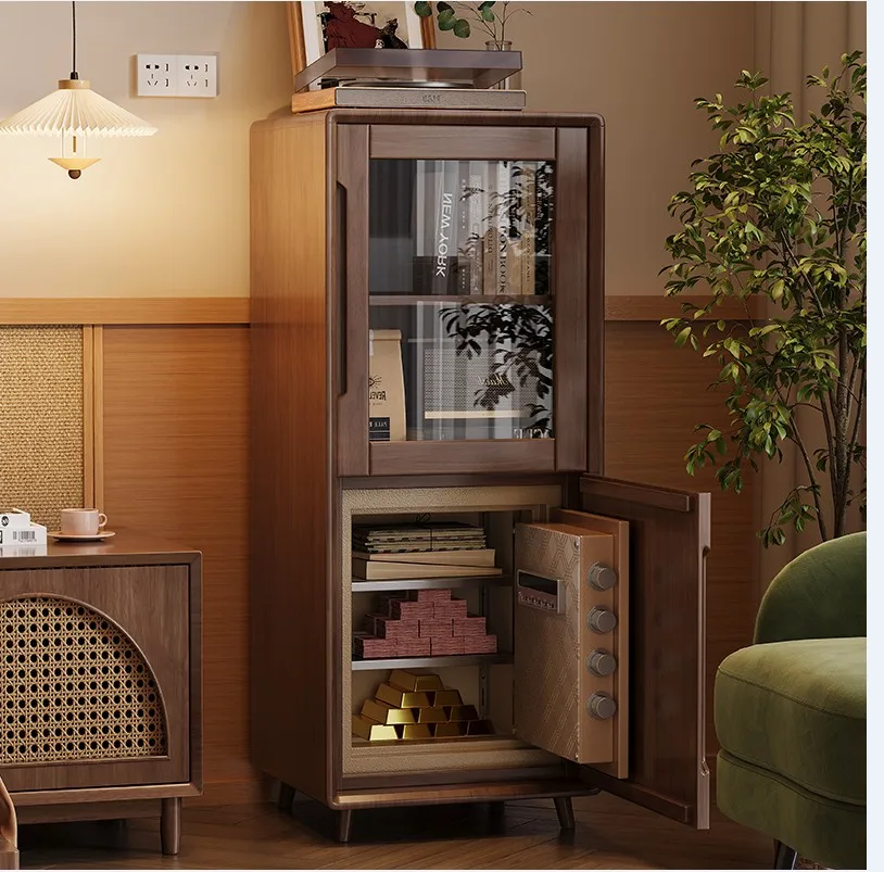 @#Modern Luxury Hidden Wooden Bedside Safe with Drawer & Lockable Storage Cabinet for Apartment Bedroom