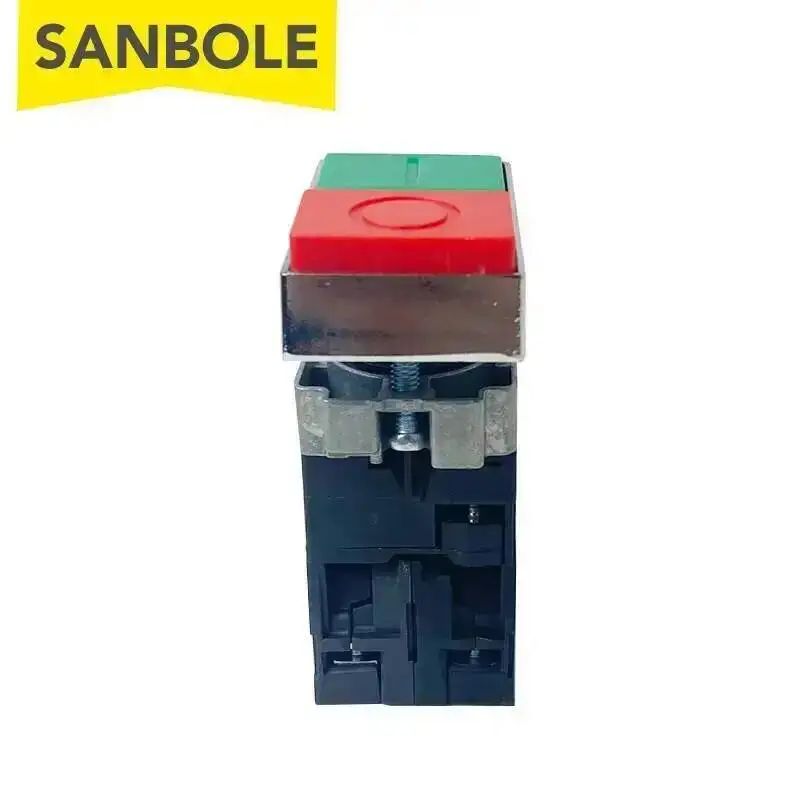 Image 5: 2 pièces 22mm bouton poussoir avec rouge-vert avec lampe panneau en plastique monté XB2-BW8465 réinitialiser momentané rectangulaire sans NC