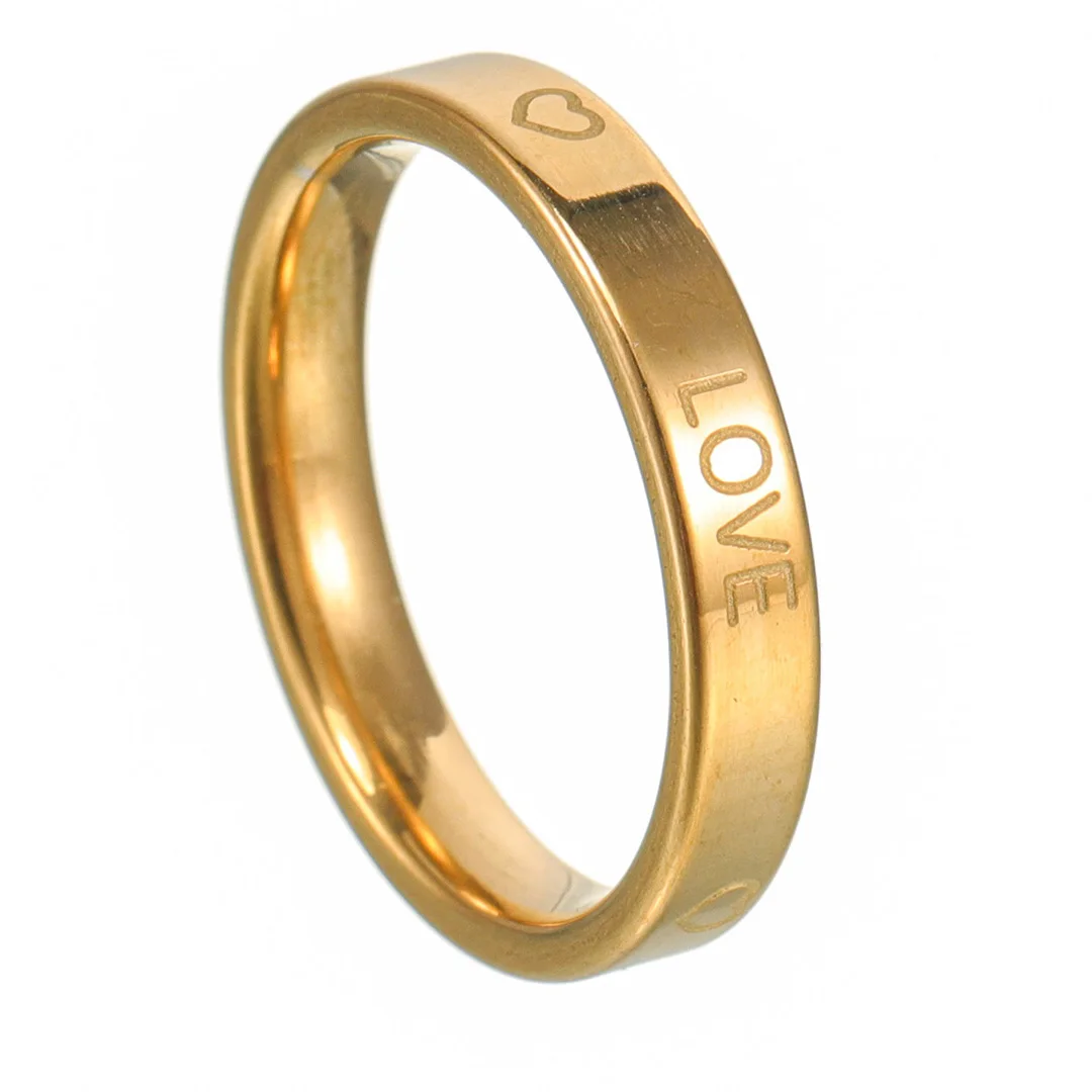 Trendy Stainless Steel Gold Silver Classic Heart Love Ring for Women Men Couple Shiny Thin Rings Jewelry Wedding Valentine's Gif