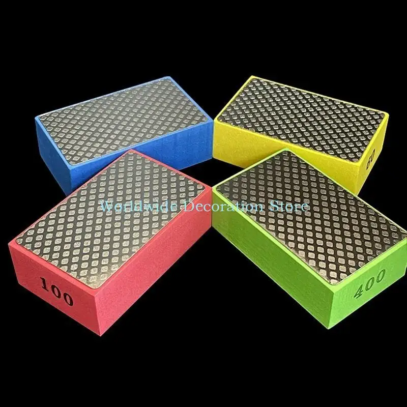 Q39B 4x Diamond Hand Polishing Pads for Sanding Glass Tile Remove for Sharp Grin