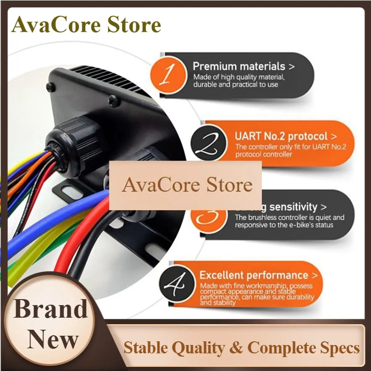 AvaCoreNew Electronics 2000W 2500W 3000W Bike Controller 48V 52V 60V 72V 60A Three Mode 18 Tube Sine Square Wave Interchange Con