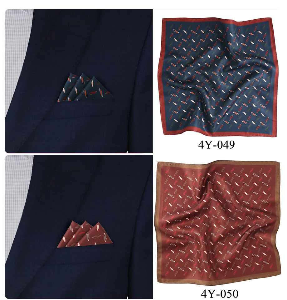 Tailor Smith Men's Classic Red Khaki Print Dot Handkerchiefs Paisley Floral Pockets Square Wedding Hankies Business Gift for Him