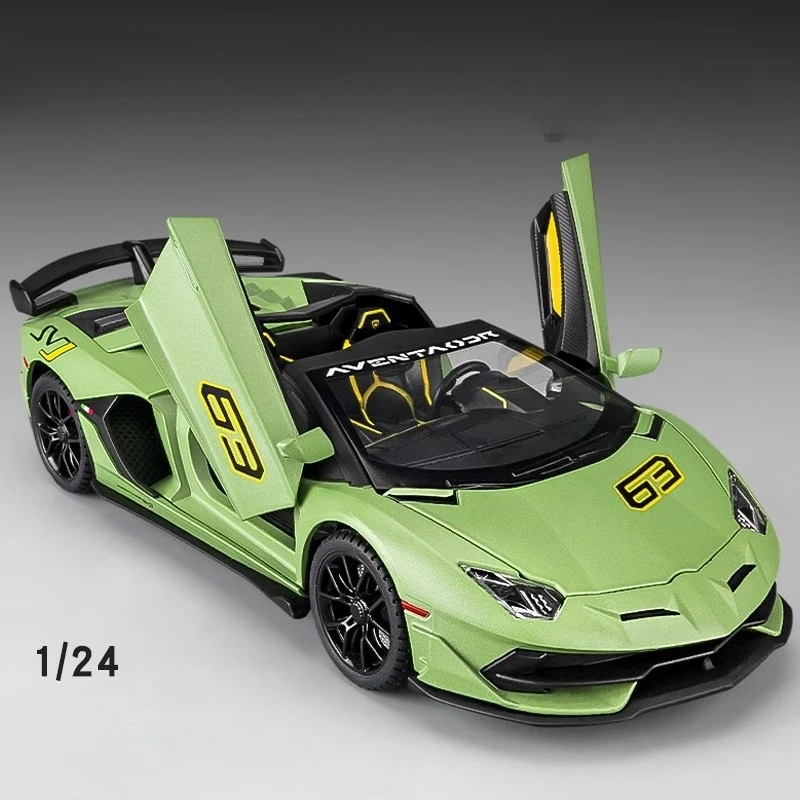 

1:24 Aventador SVJ 63 supercar Alloy Car Model Diecast Car Sound Light Car Lovers Collection Kids Birthday Gift Boys Toys