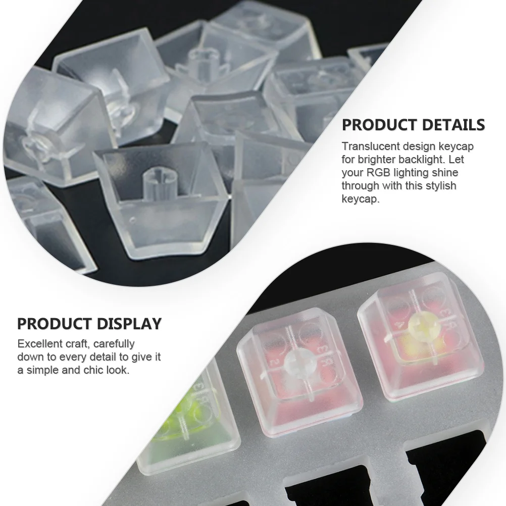 10 pçs transparente keycap mini teclado translúcido capa de cristal para abs claro