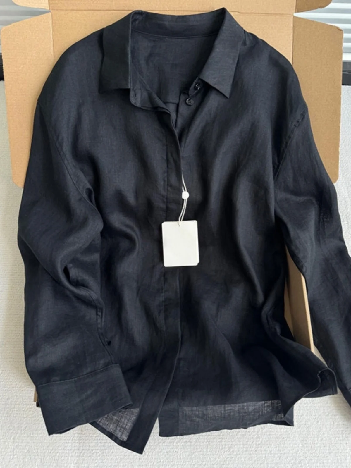 

Casual Linen irt Loose Long Sve Thin Summer New Sle Pure Color Collar Open Cardigan Top Women's Faion Premium B...