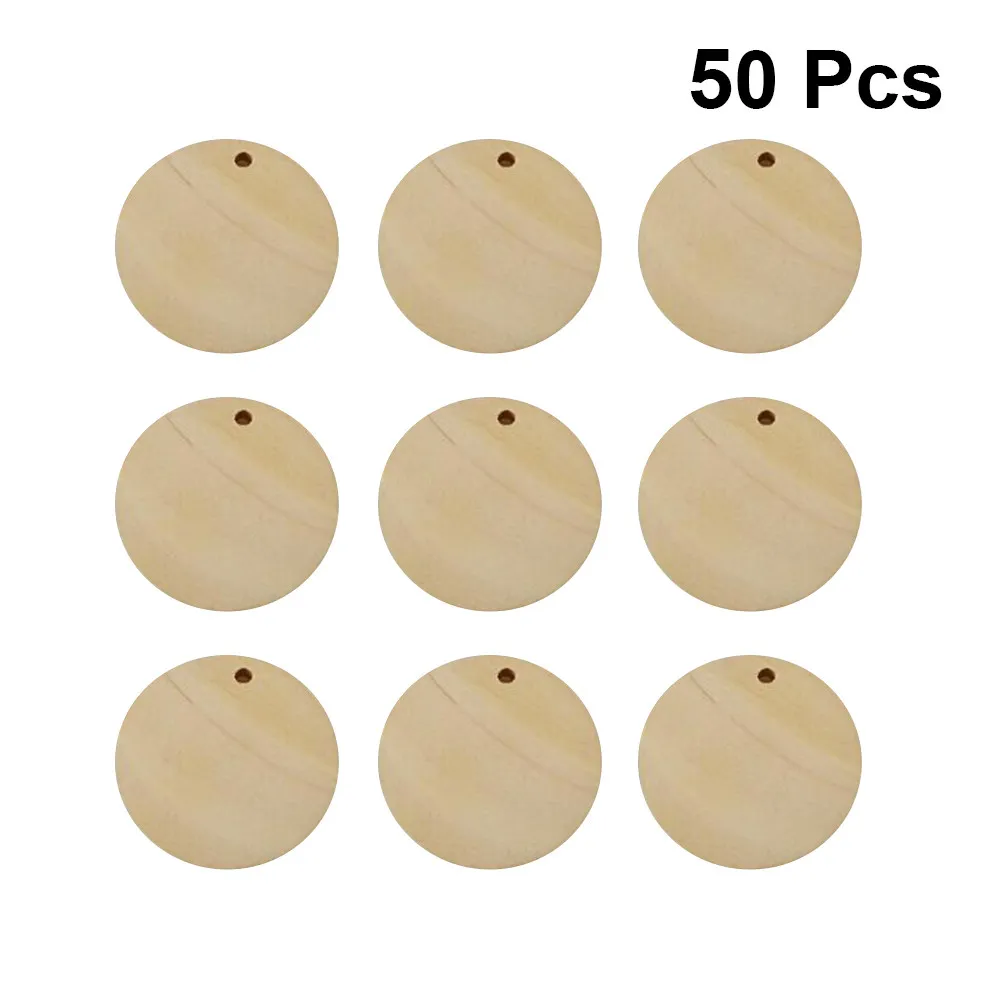 

50Pcs Round Wood Slice Pendant 30Mm Unfinished DIY Charm Pendants for Handmade Jewelry Crafting Scrapbooking Dangle Accessories