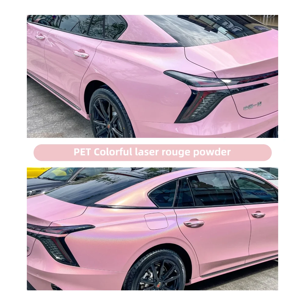 PET Colorful Laser Sakura Pink Car Wrap Vinyl Film Air Release Anti-Scratch Bubble Free Full Body Sticker - view 5